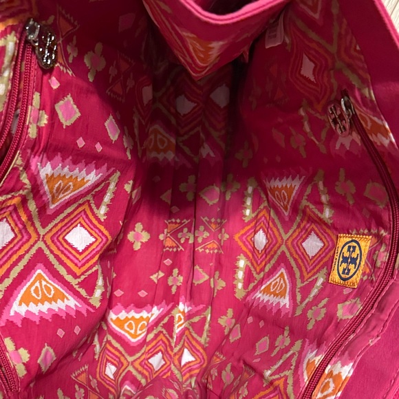 Rare Pink Canvas Tory Burch Tote Bag with Gold Accents - Picture 12 of 16